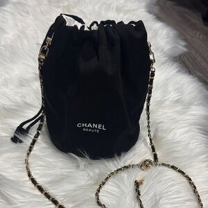 Chanel Black Drawstring Cosmetic Bag